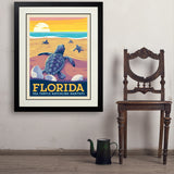 Florida: Sea Turtle Hatchling Habitats - Art Print, 24x32 / Deluxe / Black