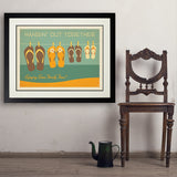 Flip Flops Hangin’ Out Together - Art Print, 24x32 / Deluxe / Black