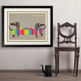 Mod Rainbow Dogs - Art Print, 24x32 / Deluxe / Black