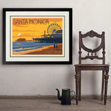 Santa Monica Pier: Sunset - Art Print, 24x32 / Deluxe / Black