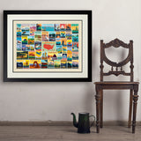 50-State Collage (Horizontal) - Art Print, 24x32 / Deluxe / Black