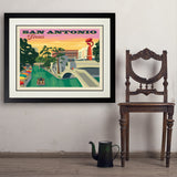San Antonio, TX: River Walk (Horizontal) - Art Print, 24x32 / Deluxe / Black