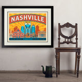 Nashville Landmarks (Horizontal) - Art Print, 24x32 / Deluxe / Black