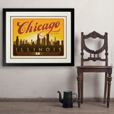 Chicago: Horizontal Skyline - Art Print, 24x32 / Deluxe / Black