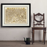 Illustrated Map of Nashville - Art Print, 24x32 / Deluxe / Black