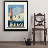 Classic Ski Design: Spend The Day Skiing!  - Art Print, 24x32 / Deluxe / Black