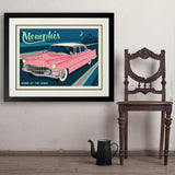 Memphis, TN: Pink Caddy (Horizontal) - Art Print, 24x32 / Deluxe / Black