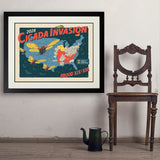2024 Cicada Invasion Map - Art Print, 24x32 / Deluxe / Black