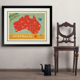 Australia: Explore Down Under Map - Art Print, 24x32 / Deluxe / Black