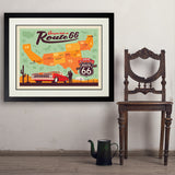 100th Anniversary Of Route 66 (Map) - Art Print, 24x32 / Deluxe / Black