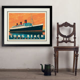 Long Beach, CA: Queen Mary - Art Print, 24x32 / Deluxe / Black