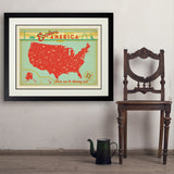 Map of the USA Print - Art Print, 24x32 / Deluxe / Black