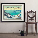 Crater Lake National Park: Winter Fox (Horizontal) - Art Print, 24x32 / Deluxe / Black