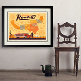 Route 66 Map - Art Print, 24x32 / Deluxe / Black