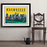 Nashville Sunset Skyline (Horizontal) - Art Print, 24x32 / Deluxe / Black