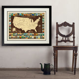 63 National Parks: Map Of USA - Art Print, 24x32 / Deluxe / Black