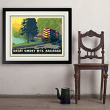 Great Smoky Mountain Railroad: Diesel Train - Art Print, 24x32 / Deluxe / Black