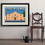 San Antonio, TX: The Alamo (Horizontal) - Art Print, 24x32 / Deluxe / Black