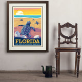 Florida: Sea Turtle Hatchling Habitats - Art Print, 24x32 / Deluxe / Brown