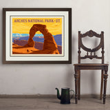 Arches National Park: Delicate Arch Sunset (Horizontal) - Art Print, 24x32 / Deluxe / Brown