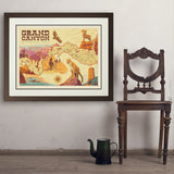 Grand Canyon National Park: Illustrated Map - Art Print, 24x32 / Deluxe / Brown