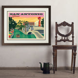 San Antonio, TX: River Walk (Horizontal) - Art Print, 24x32 / Deluxe / Brown