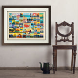 50-State Collage (Horizontal) - Art Print, 24x32 / Deluxe / Brown