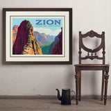 Zion National Park: Ascent To Angels Landing (Horizontal) - Art Print, 24x32 / Deluxe / Brown