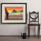 Huntington Beach, California - Art Print, 24x32 / Deluxe / Brown