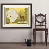Map of Yosemite National Park - Art Print, 24x32 / Deluxe / Brown