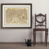 Illustrated Map of Nashville - Art Print, 24x32 / Deluxe / Brown