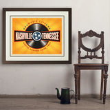 Music City: Vinyl Record (Horizontal) - Art Print, 24x32 / Deluxe / Brown
