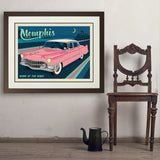 Memphis, TN: Pink Caddy (Horizontal) - Art Print, 24x32 / Deluxe / Brown