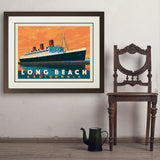 Long Beach, CA: Queen Mary - Art Print, 24x32 / Deluxe / Brown