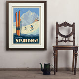 Classic Ski Design: Spend The Day Skiing!  - Art Print, 24x32 / Deluxe / Brown