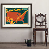 2024 Total Solar Eclipse Map - Art Print, 24x32 / Deluxe / Brown