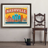 Nashville Landmarks (Horizontal) - Art Print, 24x32 / Deluxe / Brown