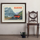 Glacier National Park: Going To The Sun Road (Horizontal) - Art Print, 24x32 / Deluxe / Brown