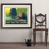 Great Smoky Mountain Railroad: Diesel Train - Art Print, 24x32 / Deluxe / Brown
