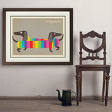 Mod Rainbow Dogs - Art Print, 24x32 / Deluxe / Brown