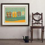 Flip Flops Hangin’ Out Together - Art Print, 24x32 / Deluxe / Brown