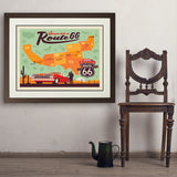 100th Anniversary Of Route 66 (Map) - Art Print, 24x32 / Deluxe / Brown