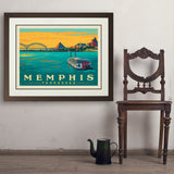 Memphis, TN: River View (Horizontal) - Art Print, 24x32 / Deluxe / Brown