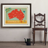 Australia: Explore Down Under Map - Art Print, 24x32 / Deluxe / Brown