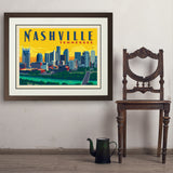 Nashville Sunset Skyline (Horizontal) - Art Print, 24x32 / Deluxe / Brown