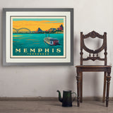 Memphis, TN: River View (Horizontal) - Art Print, 24x32 / Deluxe / Gray