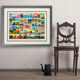 50-State Collage (Horizontal) - Art Print, 24x32 / Deluxe / Gray