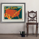 2024 Total Solar Eclipse Map - Art Print, 24x32 / Deluxe / Gray