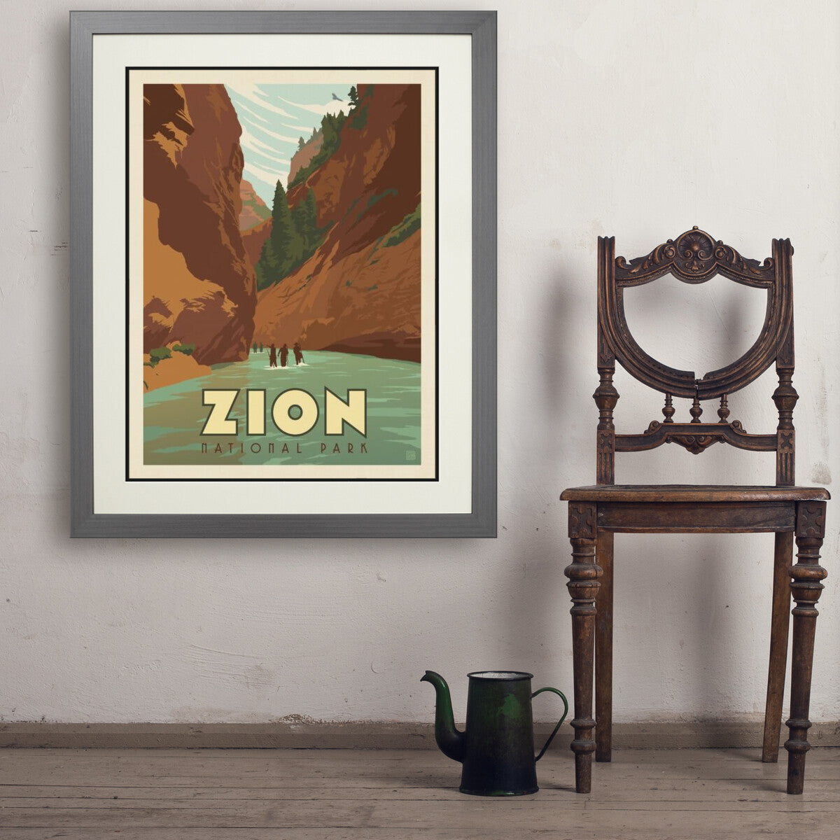 zion-national-park-hiking-the-narrows - 24x32 / Deluxe / Gray / Env