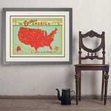 Map of the USA Print - Art Print, 24x32 / Deluxe / Gray